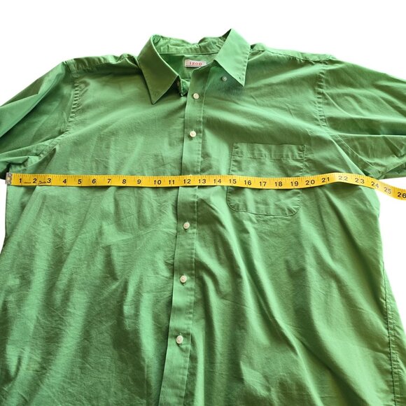 Izod Mens Green Long Sleeve Button-Down Shirt Size 17-17.5 - Picture 6 of 7